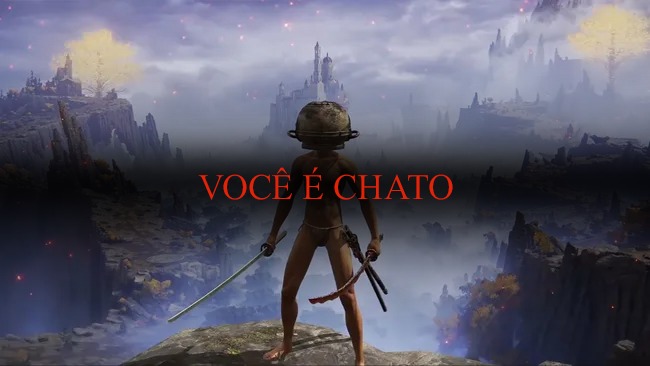 Sabuga.com.br | Soulslike não é um gênero | Paródia da famosa tela "você morreu", com uma imagem do personagem do jogador "LetMeSoloHer", sobrescrito "você é chato"